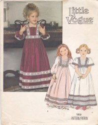 1800 EZ VOG GIRLS EMPIRE LONG FLARE SS-LS DRESS PATTERN 6X